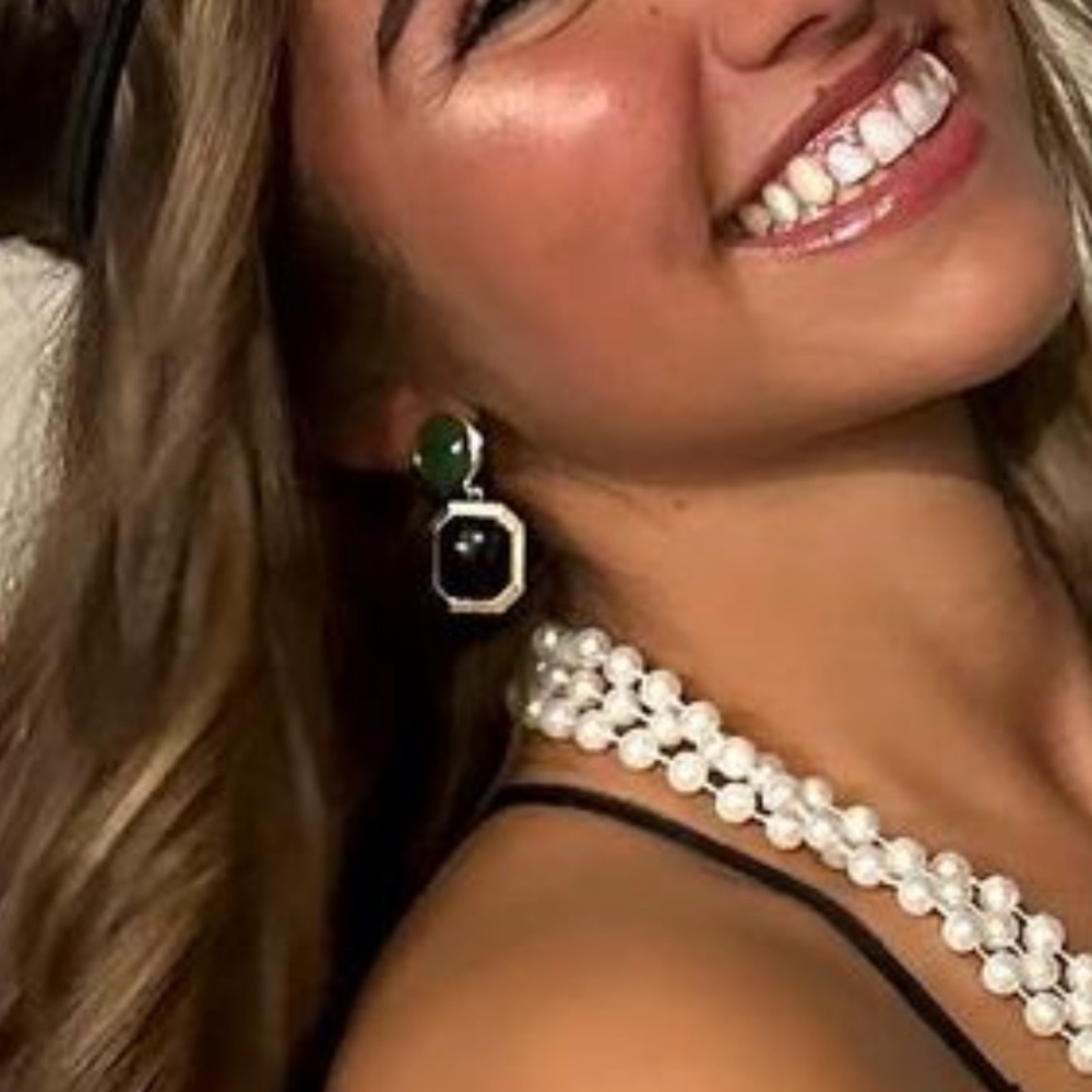 Zara Black & Green Earrings with a touch of Gold (OS)